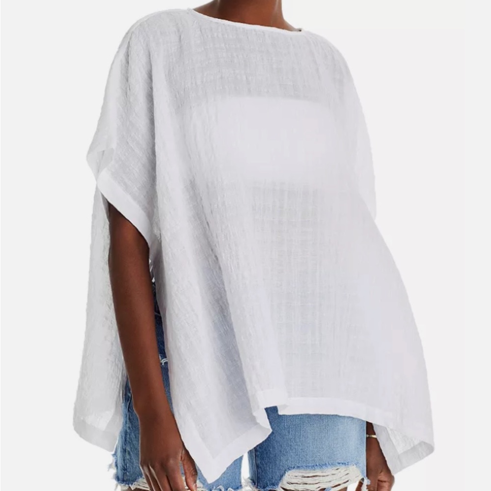 Eileen Fisher Elegant White Poncho with side ties size XXS/XS.